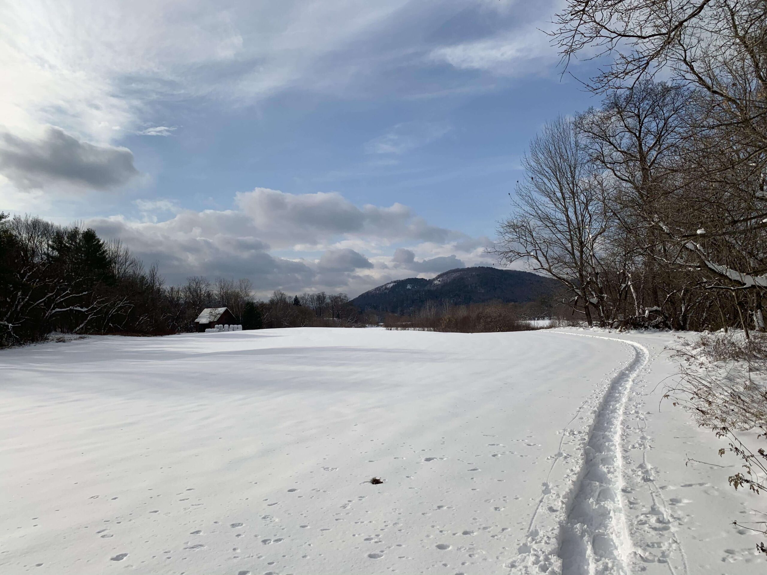 Ottauquechee River Trail in winter snowy views
