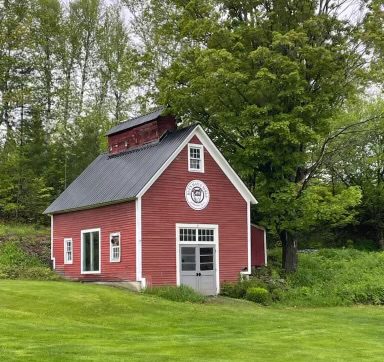 Red sugar house at Robinson Farm in Woodstock Vermont