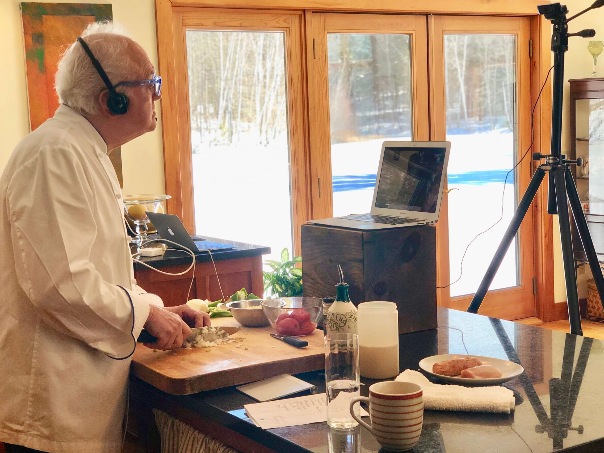 Video chatting in the kitchen with Odyssey Events