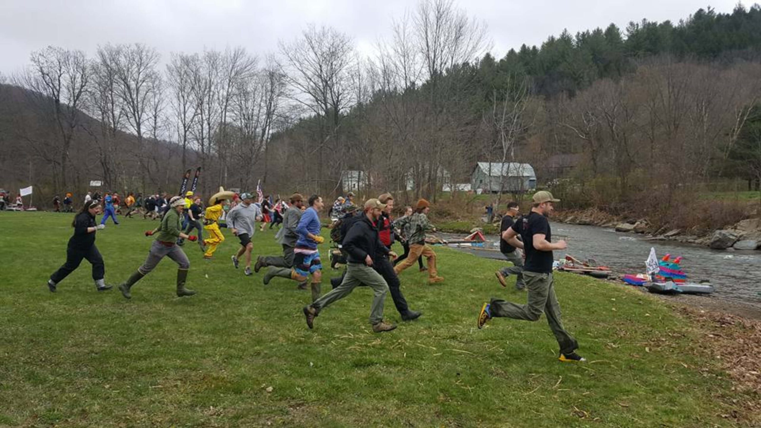 The competition begins Bridgewater Raft Race