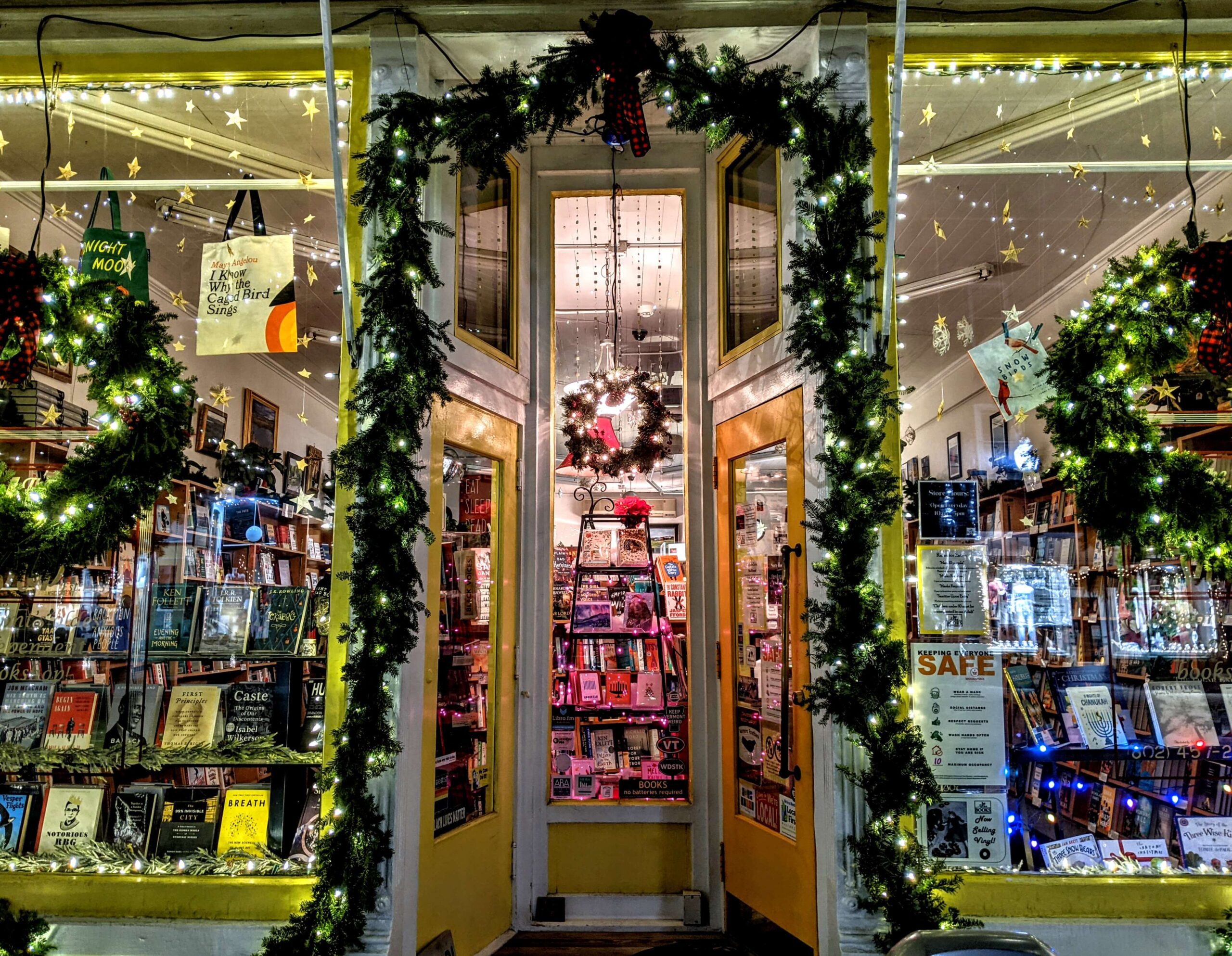 Village shop decorated for the holidays