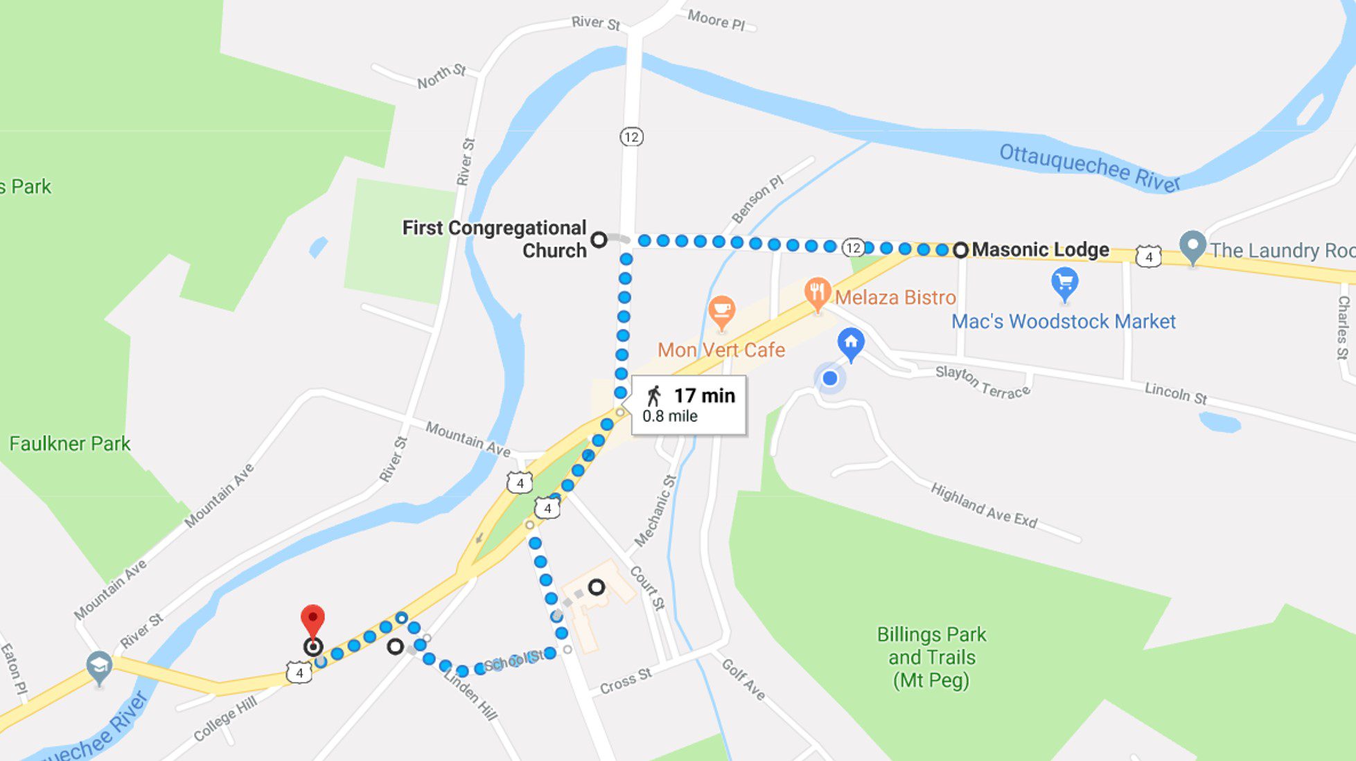 Map of Walkable Revere Bell Locations