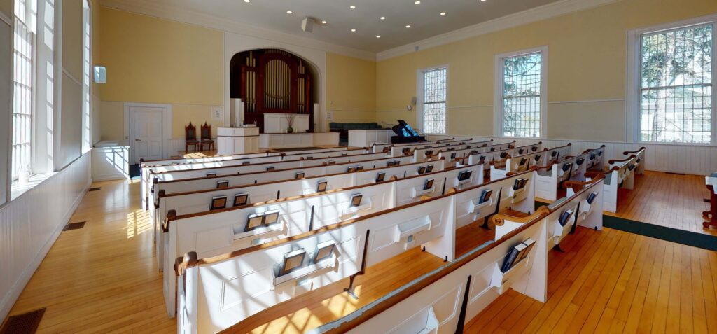Sanctuary of the Unitarian Church in Woodstock VT