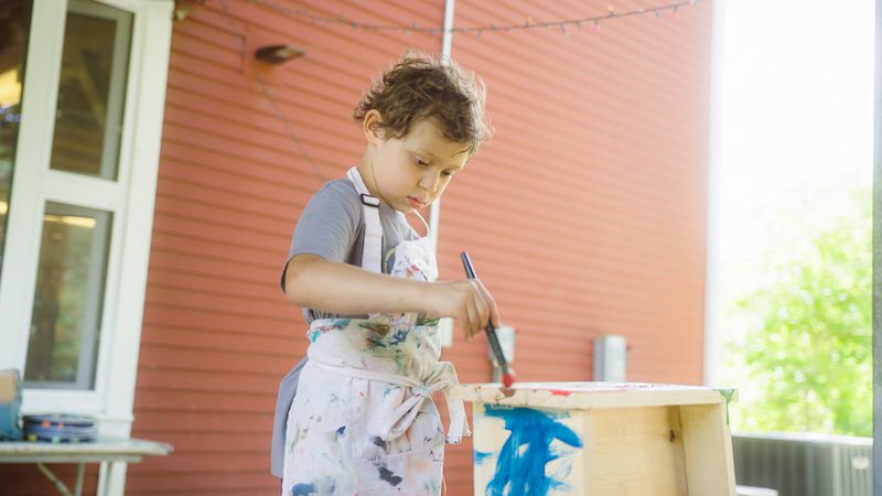Kid painting at a local art class in Woodstock, VT.