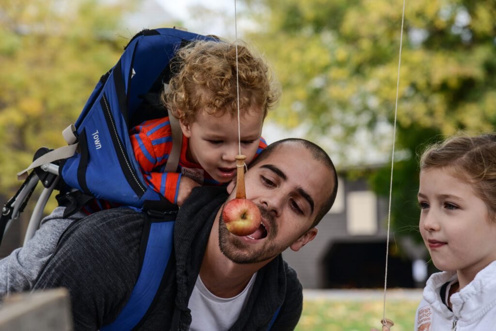 Apples on a string at Pumpkin and Apple Celebration