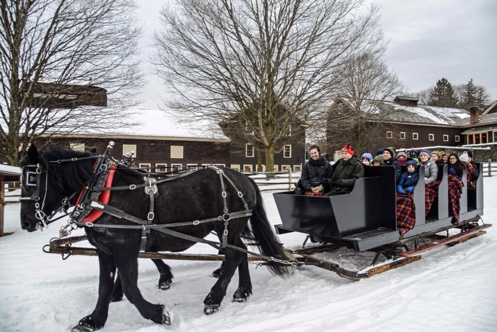 horse-drawn sleigh ride at Billings Farm