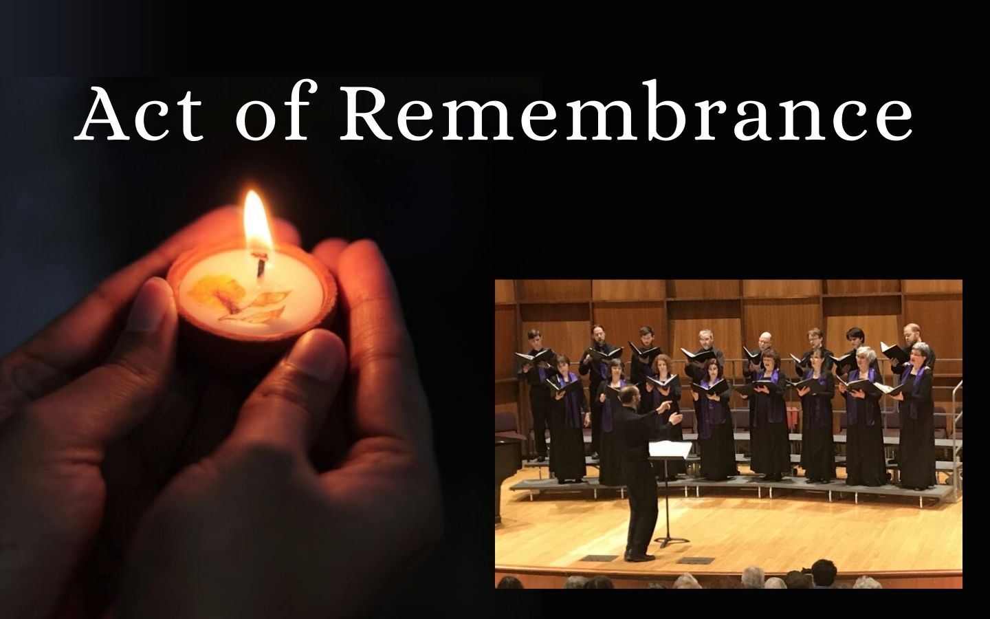 hand holding candle and picture of singers